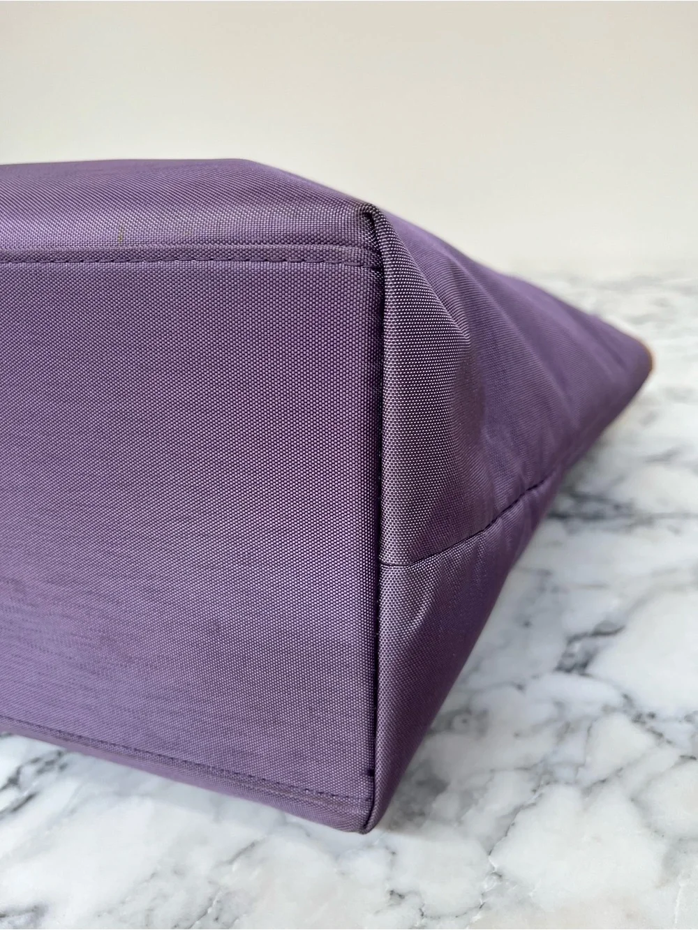 Hartmann purple nylon tote bag leather handles trim travel work bag